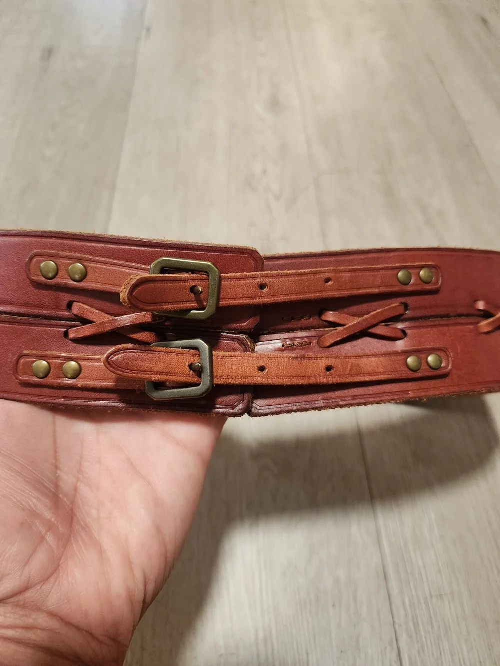 Denim & Supply Ralph Lauren Leather Double Buckle Corset Belt Boho